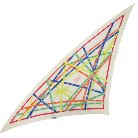 Hermes Excellent condition Hermès Carré Triangle Pointu Vintage Bolduc White ...